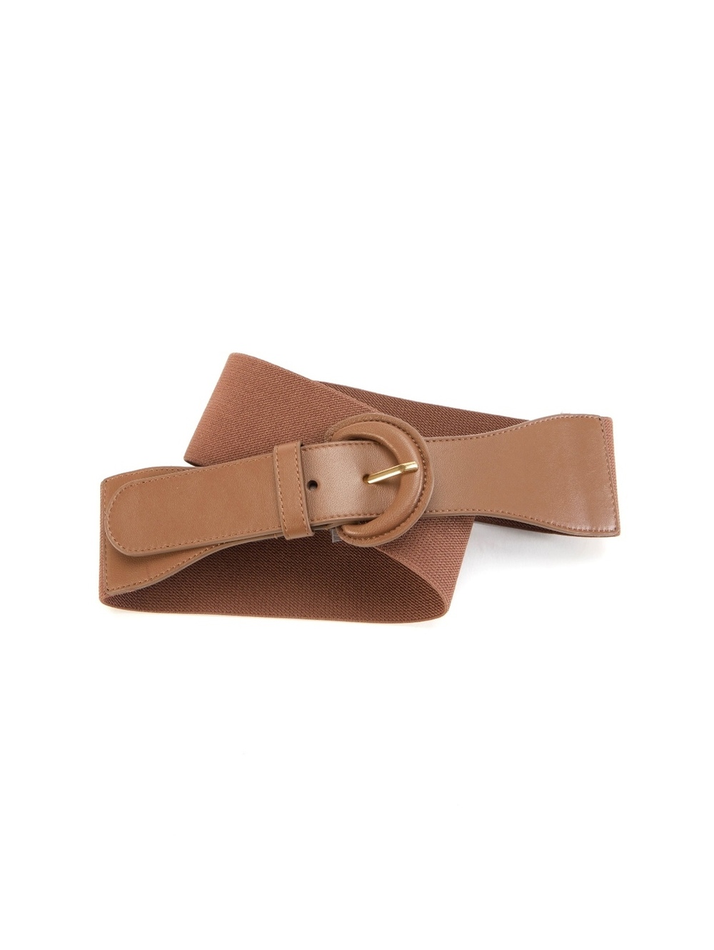 J.Jill Easy Stretch Belt in Cognac Brown with a Round Leather-Wrapped Buckle